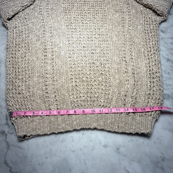 Vintage Abercrombie & Fitch Cream Fisherman Sweater with Cable-Knit - Picture 8 of 9